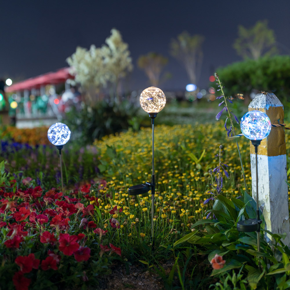 라운드 태양광 LED 잔디등 정원등 팩타입 화이트/옐로우/혼합불